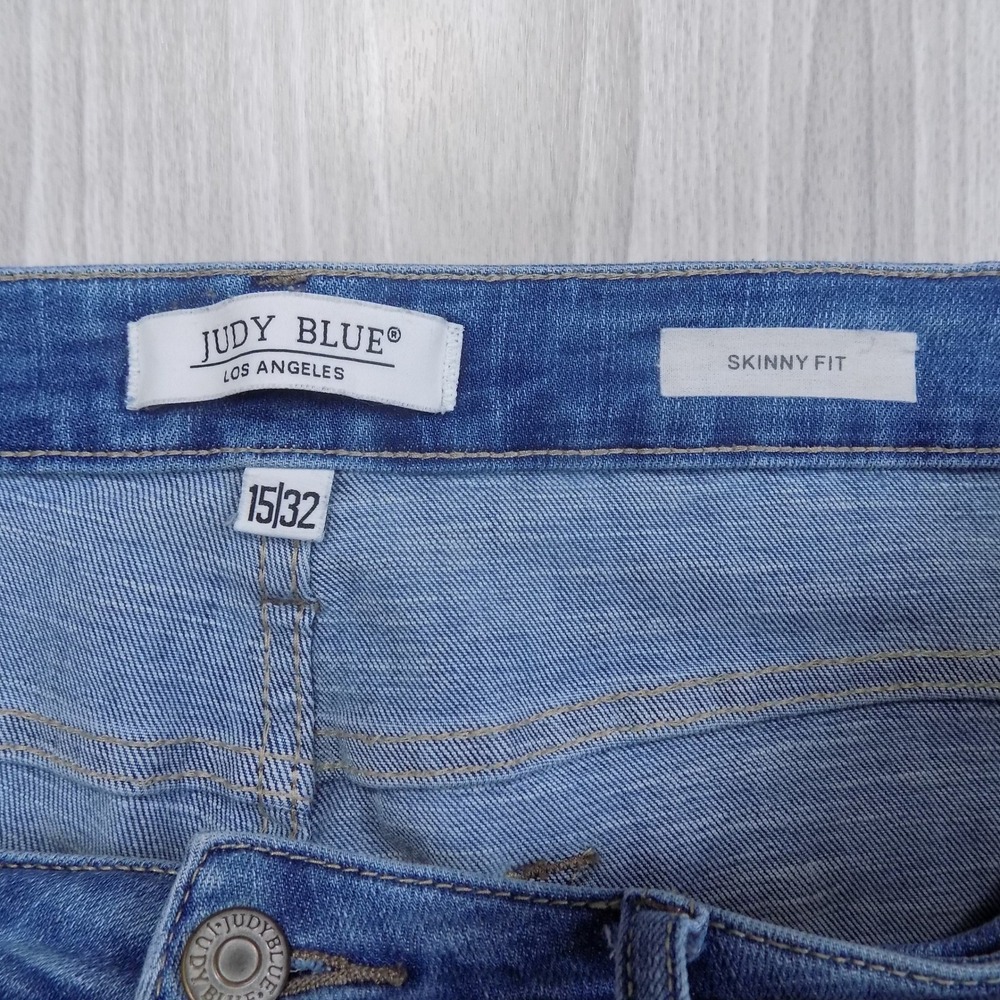 Judy Blue Skinny Jeans High Waisted Button Fly Raw Hem Medium Wash 15/32 JB88279 - Picture 6 of 8